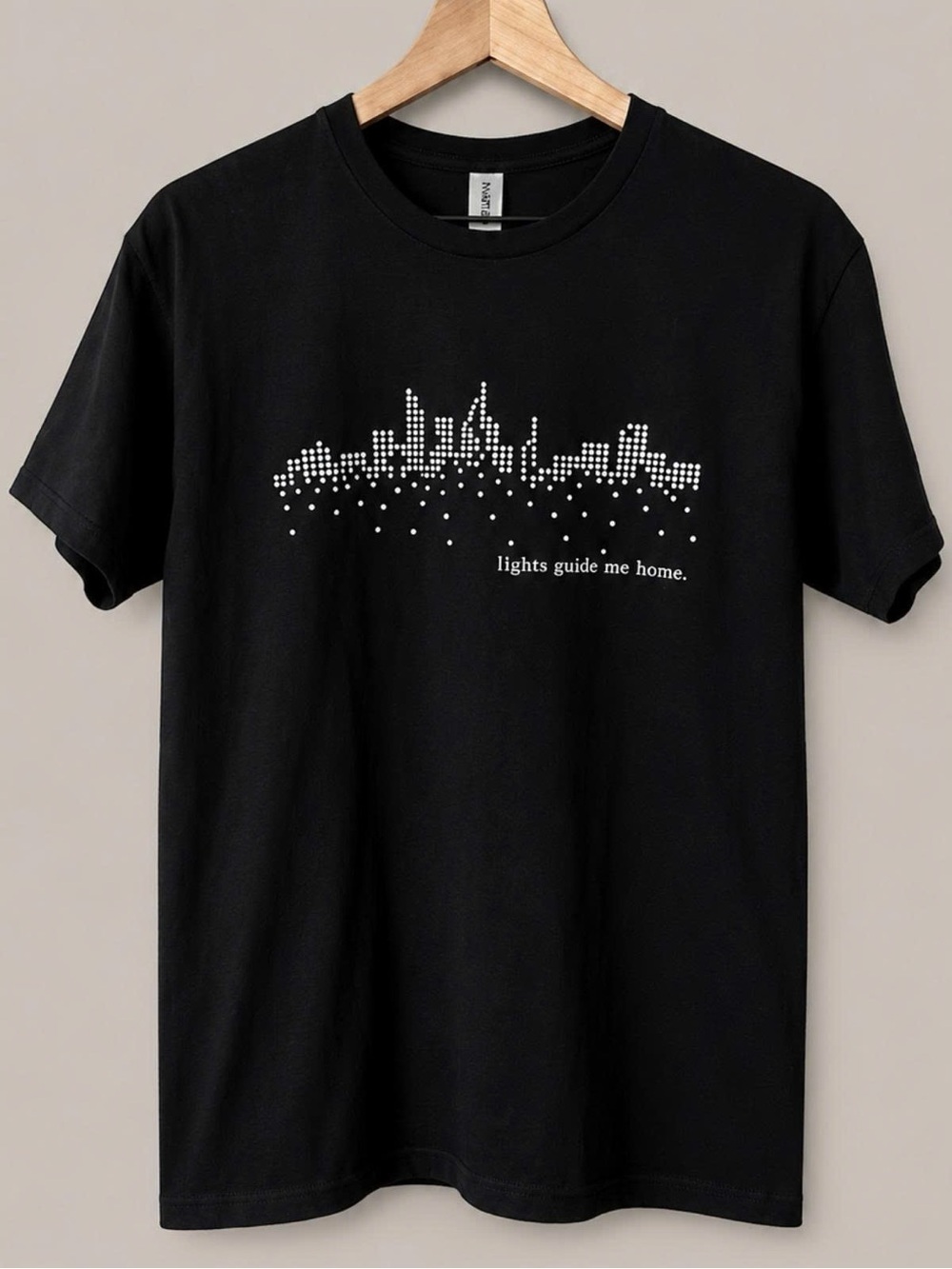 Gildan Black Tee with White City Skyline Graphic | Unisex Shirt - Picture 1 of 2
